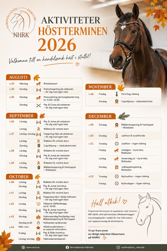 Planerade Aktiviteter höstterminen 2026